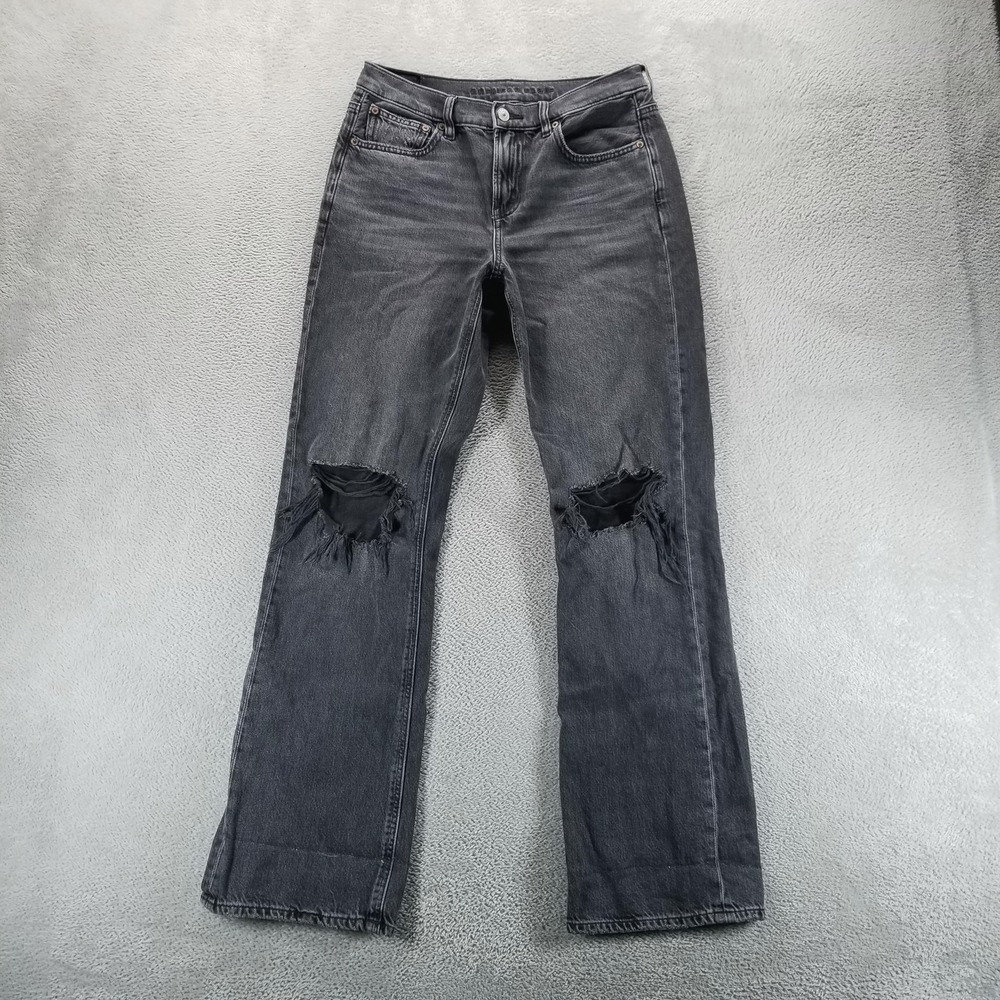 American Eagle Jeans Womens 4 Gray 90s Bootcut Mid Rise Distressed Stretch Denim